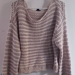 American Eagle Outfitters Beige Off-the-Shoulder Sweater
